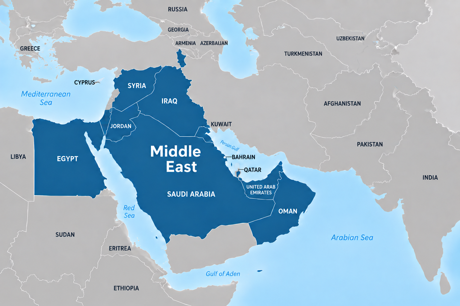 middle east map without lebanon